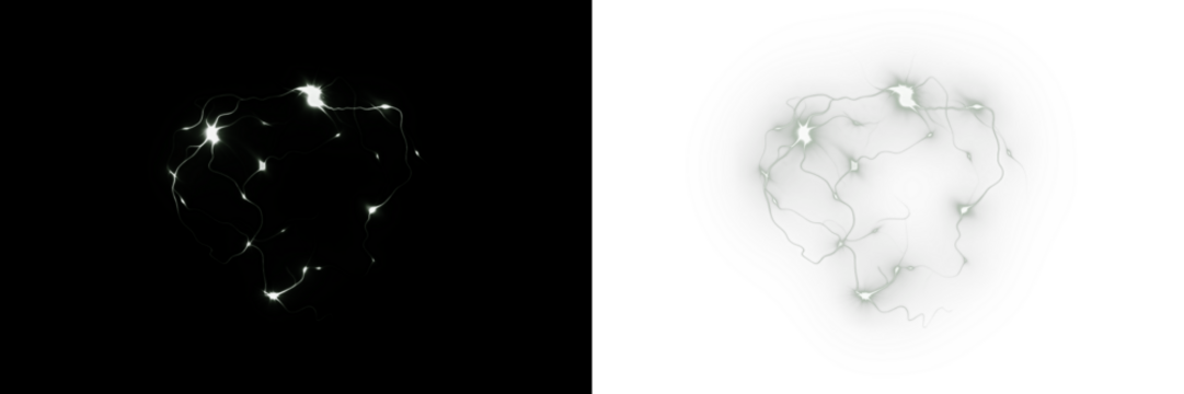 Abstract light png overlay with glowing elements on dark and light backgrounds, creating a mystical atmosphere for design projects and visual storytelling purposes