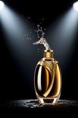 perfume bottle on black background