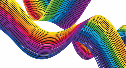 Vibrant multicolor rainbow wave line abstract background — dynamic curved gradient stripes flowing with energy and motion for modern digital design and creative artwork