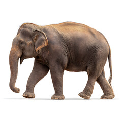 Obraz premium An Asian elephant gracefully walks, displaying its massive size and textured skin. It's a striking image of the animal in motion.