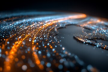 A simulation of the future global economy. Data lines and glowing dots cross continents, representing boundless connectivity.