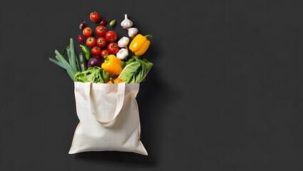 fresh vegetables on a renewable ecofrendly bag 