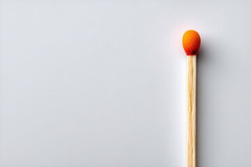 Minimalist composition of burned out matchstick on white background for conceptual design and creativity projects