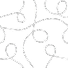Rope seamless pattern. Seamless wavy ropes. Hemp twisted ropes. Decorative wavy cords. Marine twine.