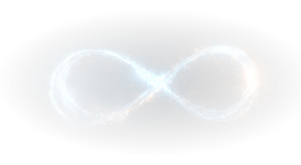 Futuristic infinity symbol glowing with abstract light showing technology energy and digital perfection.

