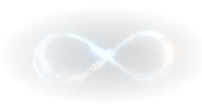Futuristic infinity symbol glowing with abstract light showing technology energy and digital perfection.
