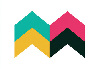 Colour mix with chevron shapes overlapping background