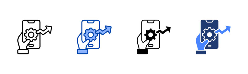 Mobile Optimization icon set multiple style collection