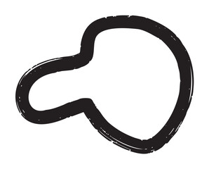 Black outlined shape resembling a stylized mushroom with a rounded cap and curved stem, conveying a simplistic abstract design.