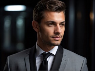 attractive confident young businessman guy model