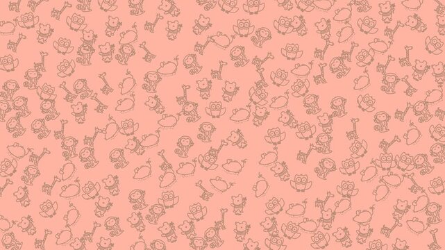 Pattern of owls, bears, monkeys, giraffes, and mice ideal for childrens products, stationery, textiles, and decor items with a playful theme