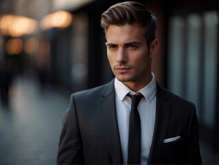 attractive confident young businessman guy model