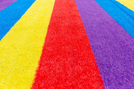Multicolored stripes in perspective.
