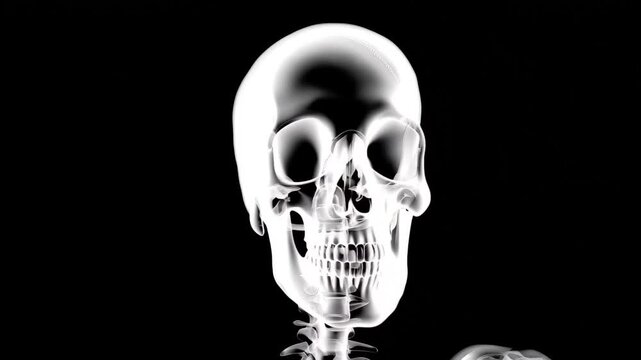 Human skull x-ray showing detailed structure and anatomy in profile view