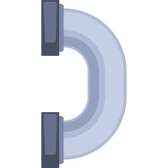 Light Blue Curved Handset Icon With Dark Gray Ends Isolated on Transparent Background