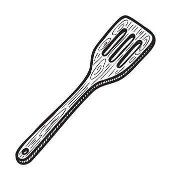 wooden spatula cooking utensil sketch clip art preview