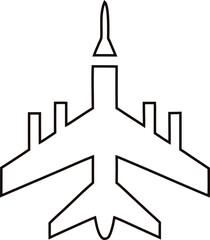 Fighter jet outline vector icon, perfect for aviation t-shirts, emblems, and digital artwork.
