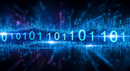 Abstract technology background with binary code for concept of big data, matrix, hacking, or computer science