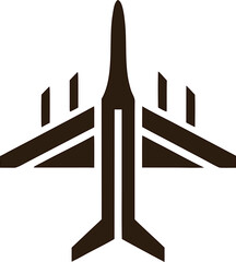 Black aeroplane fighter jet silhouette vector, ideal for aviation posters, flight booking apps, and logos.