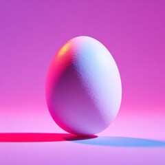Minimalist Egg Still Life Radiating Serenity with Gradient Colored Illumination on Pastel Backdrop for Stock