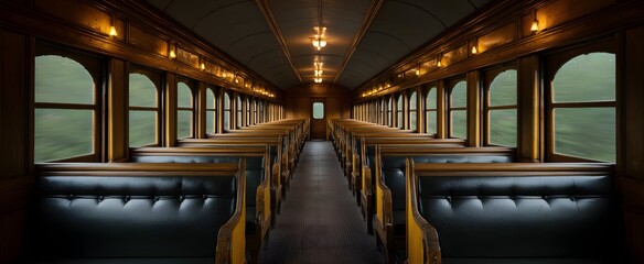 Fototapeta premium Vintage train meditation evokes serene calmness within timeless classic railway cars.