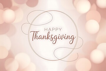 A celebratory text overlay wishing 'Happy Thanksgiving' on a soft bokeh background.
