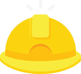 A brightly colored yellow construction helmet with a shining light on top