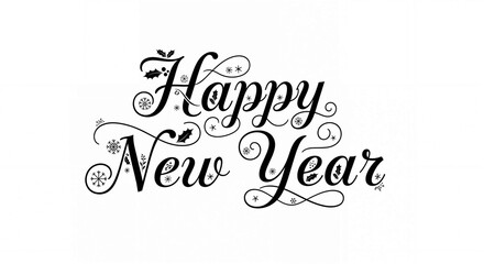 Happy New Year Typography Font Logos