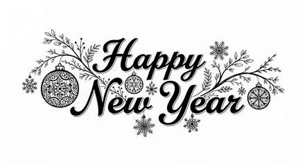 Happy New Year Typography Font Logos