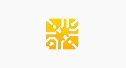 Square Yellow Technology Logo &ndash; Modern Futuristic Tech Company Icon