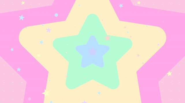 Pastel rainbow stars pattern motion graphics. (loop)
