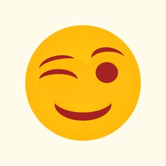 Fototapeta premium Ilustración de emoji guiñando el ojo y sonriendo. Ideal para stickers, redes sociales, diseño gráfico y contenido digital alegre.