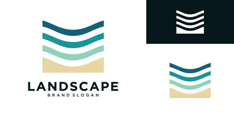Ocean ​​landscape logo design illustration