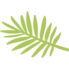 A Simple Light Green Leafy Branch on a Transparent Background with a Whimsical Hand Drawn Style Ideal for Nature Themed Designs