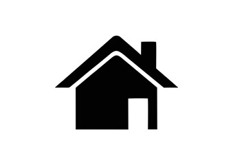 Fototapeta premium Minimal black vector illustration of home house icon, isolated on white background, ideal for real estate, architecture, property, and web navigation designs.