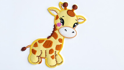 Soft toy style embroidered giraffe with pastel