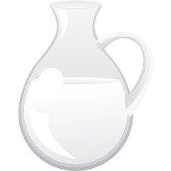 A Clear Glass Pitcher Filled With White Liquid on a Transparent Background
