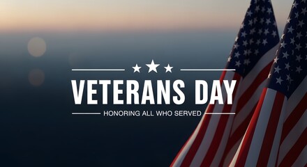 veterans day, An evocative and patriotic Veterans Day composition, featuring the American flag gracefully waving against a backdrop of the sky, symbolizing honor and remembrance. 