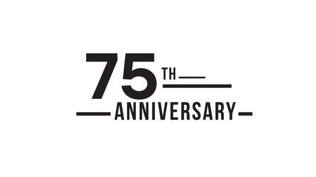 Bold black 75th anniversary logo design element on transparent background silhouette