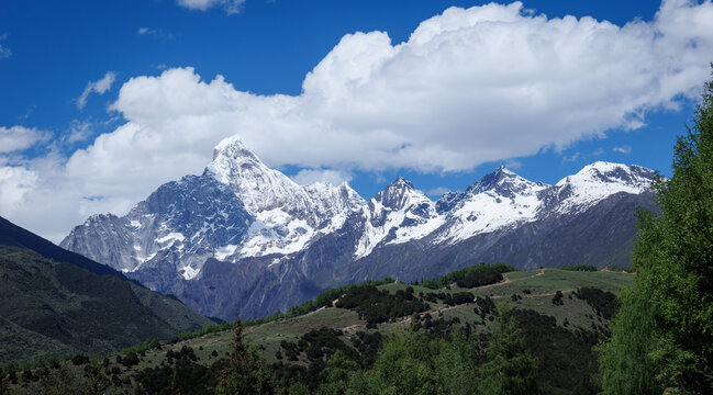 Siguniang snow capped mountain in Sichuan, China