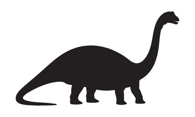 Black silhouette of a brontosaurus dinosaur