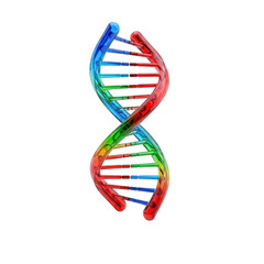 Colorful Rainbow DNA Double Helix Structure on a Background genetic science isolated on a transparent background