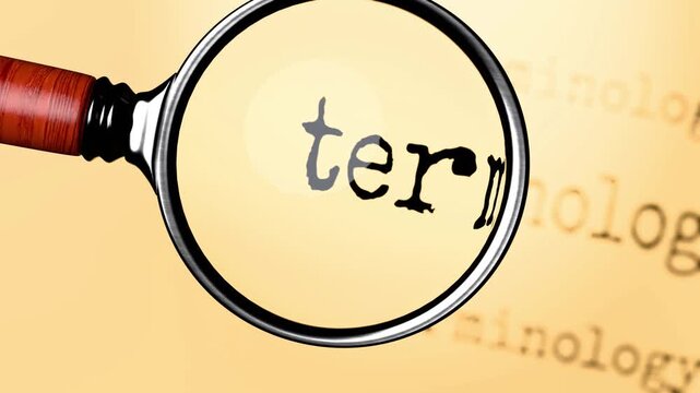 Terminology under close examination. Focusing on Terminology, analyzing it, taking a closer look. Concentrating on Terminology, reviewing it, searching for answers