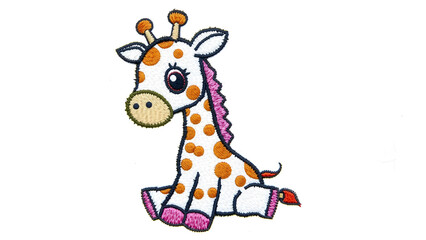 Fototapeta premium Whimsical stitched giraffe artwork