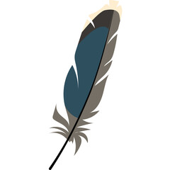 A Single Feather with Blue and Brown Tones Isolated on a White Background