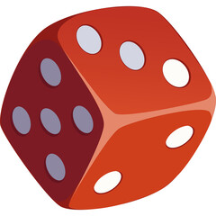 A Single Red Dice With White Dots Showing Numbers Three Four And Five In A Transparent Background