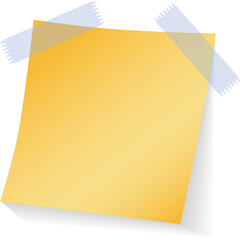 A Yellow Sticky Note Attached To A Wall With Blue Tape And A Subtle Shadow Effect In Daylight