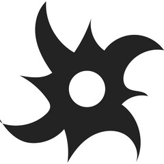 Abstract Black Starburst Symbol with Central Circle on Transparent Background Abstract Graphic Design Element