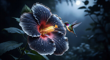 Vibrant Red Flower Blooming in Sunlight Against Green Foliage Nature Beauty