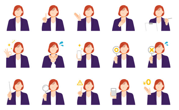 クライアント向け営業シーンのビジネス人物イラストセット